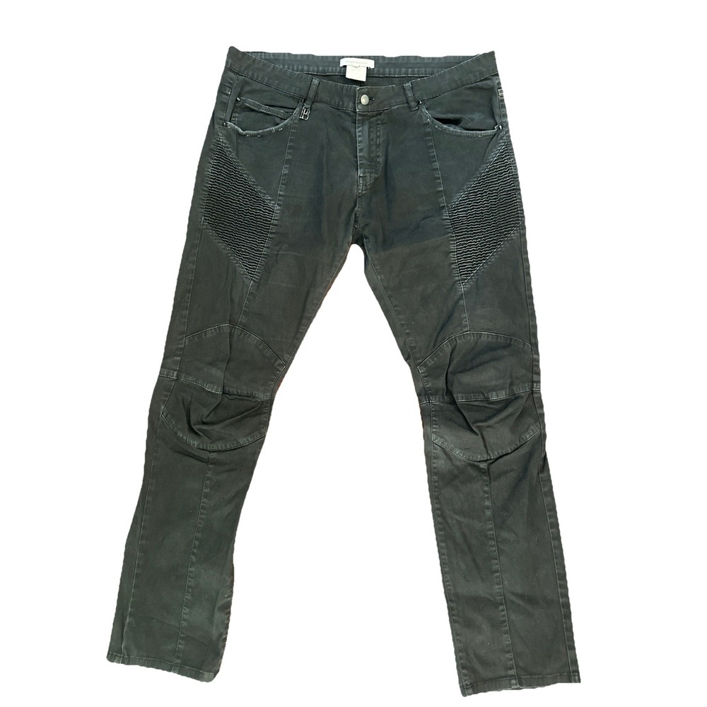 Pierre Balmain Biker Style Black Denim Jeans Art Size 40